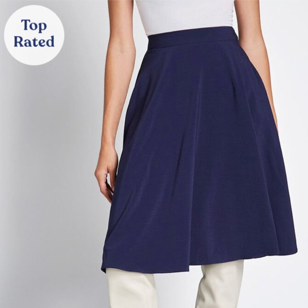 MODCLOTH Navy Midi "Just This Sway" A-Line Skirt